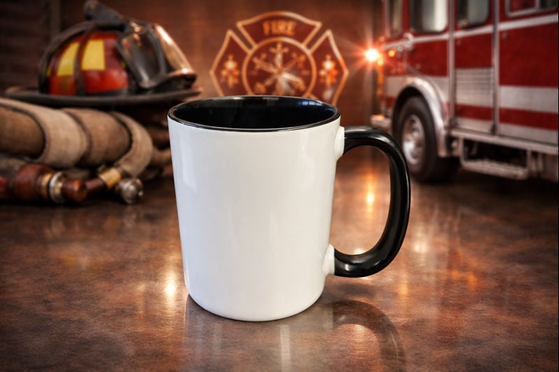 15 Ounce Custom Coffee Mugs - Black Inside and Handle
