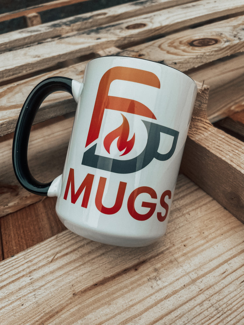 15 Ounce Custom Coffee Mugs - Black Inside and Handle