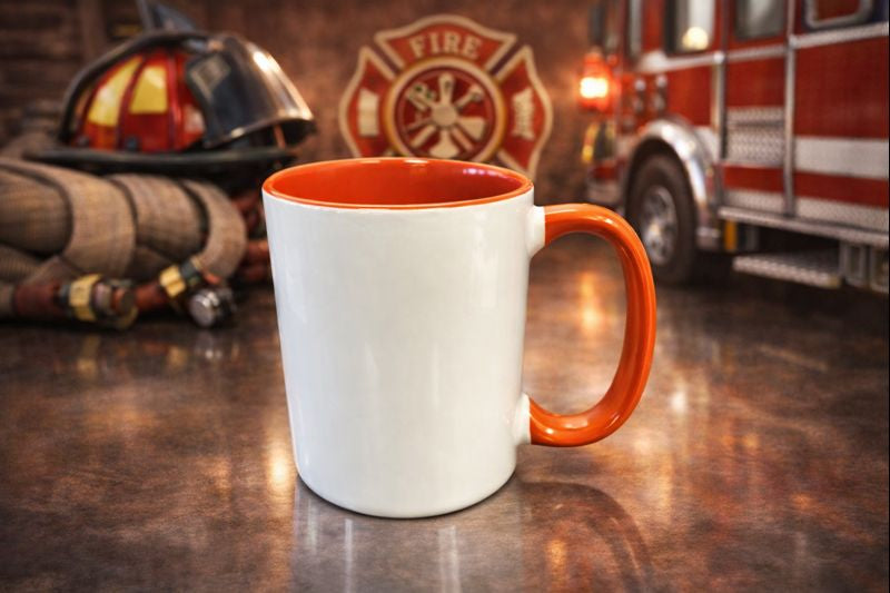 15 Ounce Custom Coffee Mugs - Orange Inside and Handle