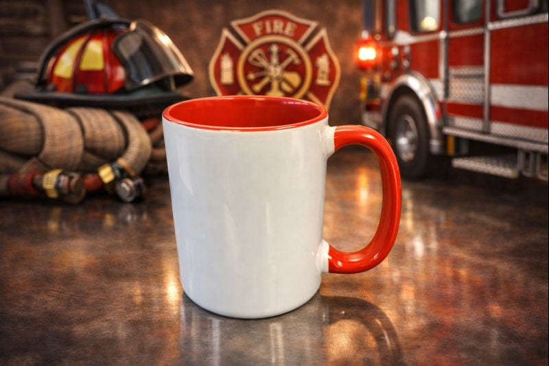 15 Ounce Custom Coffee Mugs - Red Inside and Handle
