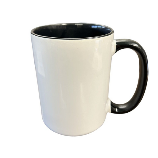 15 Ounce Custom Coffee Mugs - Black Inside and Handle
