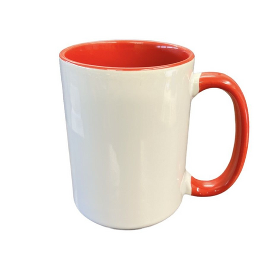 15 Ounce Custom Coffee Mugs - Red Inside and Handle