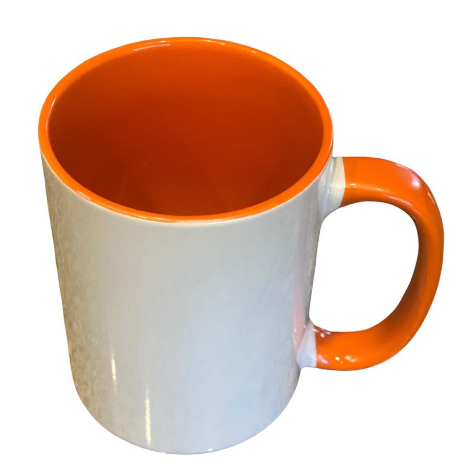 15 Ounce Custom Coffee Mugs - Orange Inside and Handle